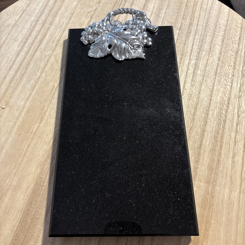 Black marble Pewter grapes Cutting Board Cheese Charcuterie ARTHUR COURT